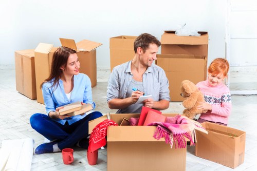 Packing office equipment for a Waddon business move
