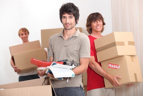 Packed boxes and furniture ready for removals in Waddon