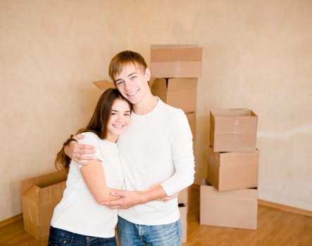 Packed moving boxes and furniture ready for local removals in Waddon